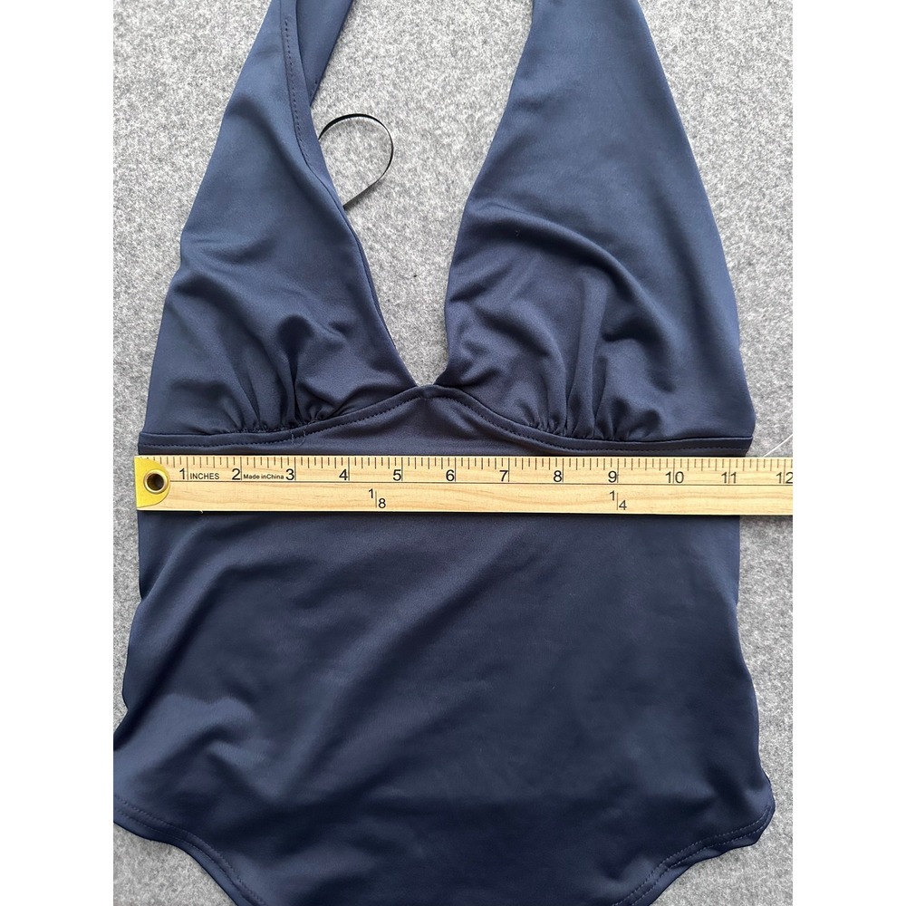 Gaze V-Neck Halter Top Women's XS Navy Blue 90s Minimalist Y2K Clean Girl - Picture 3 of 8